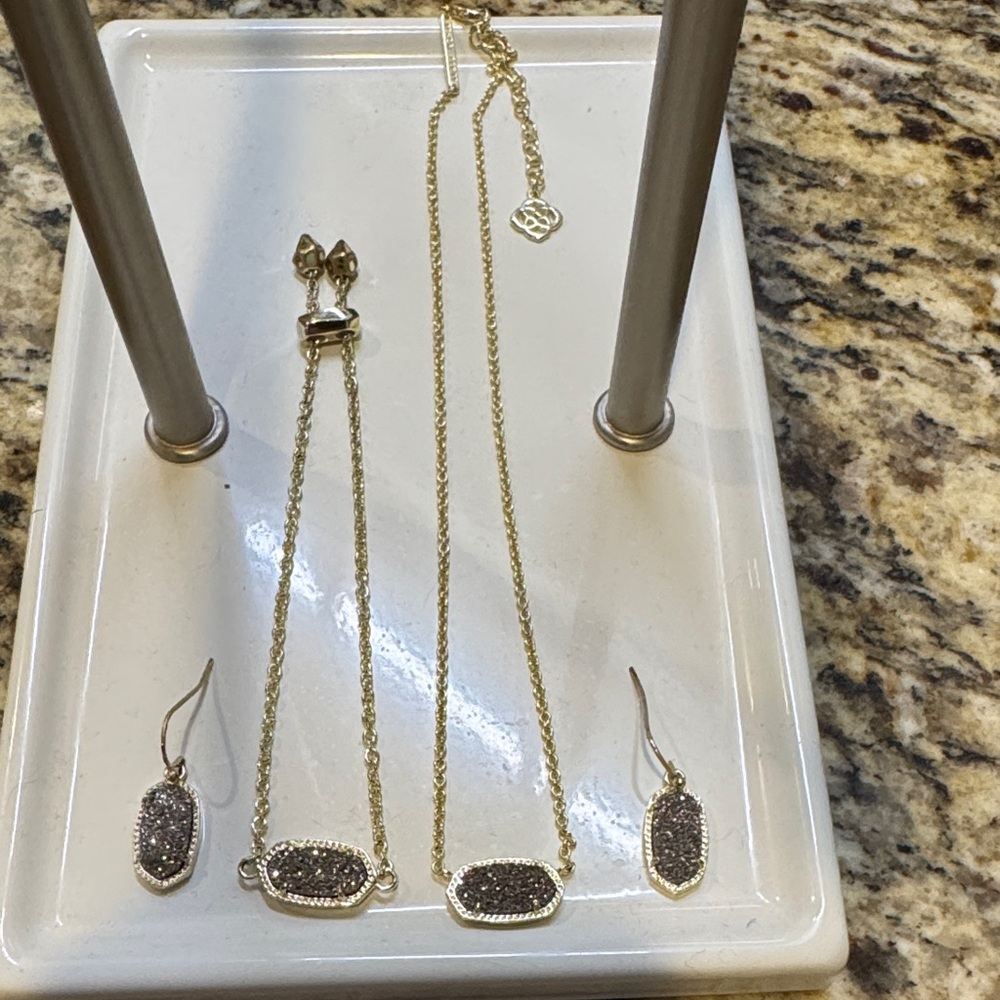Kendra Scott Gold Necklace and Earring Set